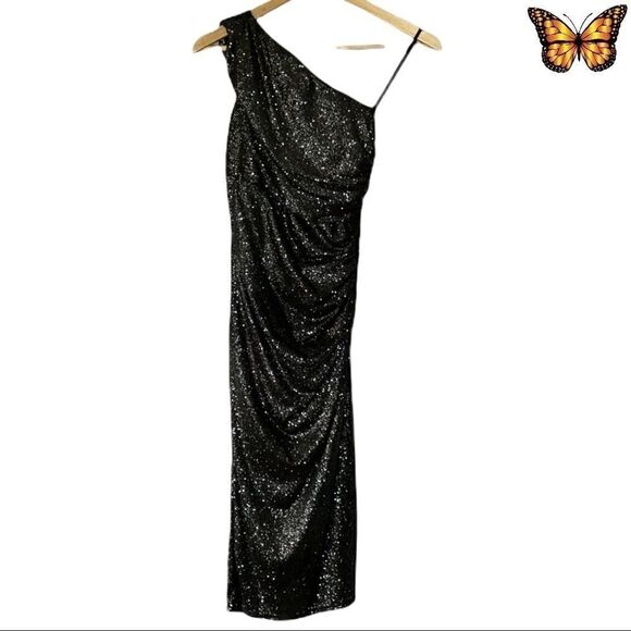 LE Chateau Sparkle Knit One Shoulder Dress Size XXS - Picture 2 of 10